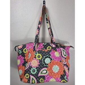 Vera Bradley Get Carried Away Tote Travel Bag Pink Orange Floral Paisley Retired